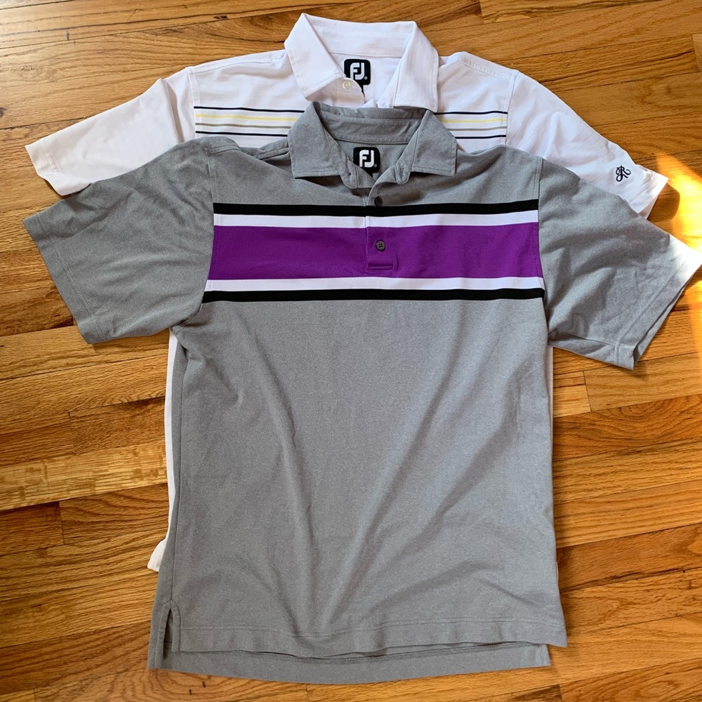 FootJoy Men’s Size Medium Short Sleeve Polo Bundle of Two Striped Cotton Blend - Picture 2 of 12